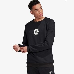 Adidas Tango Mens XL Black Crewneck Sweatshirt Raglan Graphic Pullover